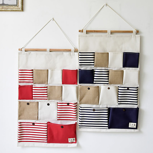 

13 Pockets Striped Stitching Storage Hanging Bag Decoration 1pcs