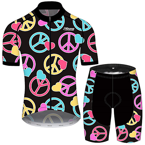 

21Grams Men's Short Sleeve Cycling Jersey with Shorts Black / Red Funny Bike Clothing Suit UV Resistant Breathable 3D Pad Quick Dry Sweat-wicking Sports Solid Color Mountain Bike MTB Road Bike Cycling