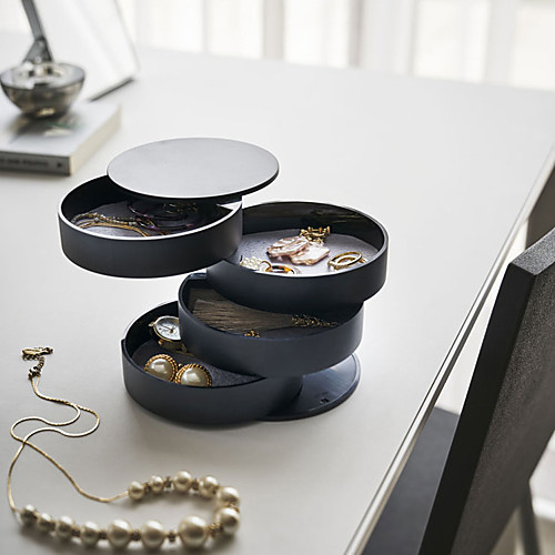 

Storage Organization Cosmetic Makeup Organizer Mixed Material Round Portable / Multilayer 360 degree rotation