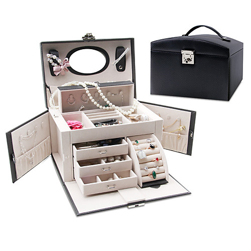 

Jewelry Box - Leather Chocolate, Black, Red 26 cm 18 cm 18 cm / Women's