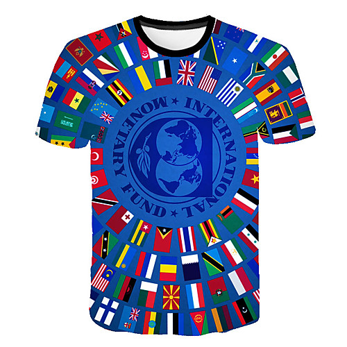 

Men's Daily Sports Basic / Exaggerated T-shirt - Color Block / 3D Print Rainbow