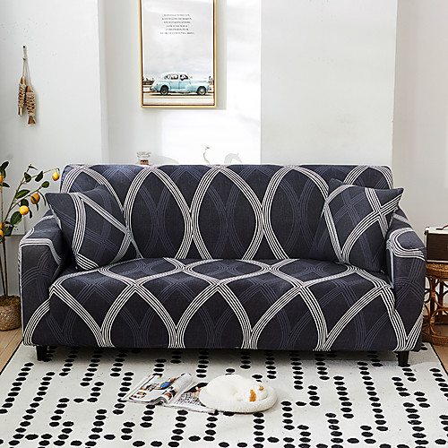 

Nordic Geometric Contrast Elastic Sofa Cover Full Package Single Double Three Person Sofa Cover