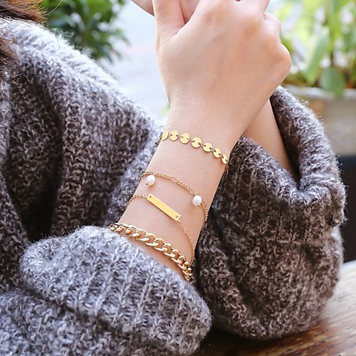 

4pcs Women's Bracelet Classic Wedding Birthday Vintage Theme European Trendy Casual / Sporty Ethnic French Alloy Bracelet Jewelry Gold / Silver For Date Festival