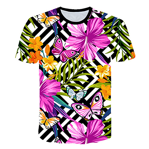 

Men's Daily Sports Street chic / Exaggerated T-shirt - Geometric / 3D / Animal Butterfly, Print Rainbow