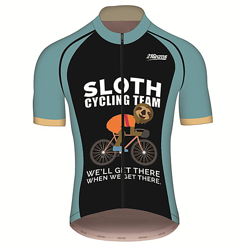 

21Grams Men's Short Sleeve Cycling Jersey 100% Polyester Bule / Black Animal Sloth Bike Jersey Top Mountain Bike MTB Road Bike Cycling UV Resistant Breathable Quick Dry Sports Clothing Apparel
