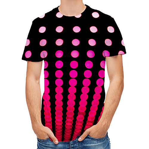 

Men's Daily Club Street chic / Punk & Gothic T-shirt - Color Block / 3D / Graphic Print Fuchsia