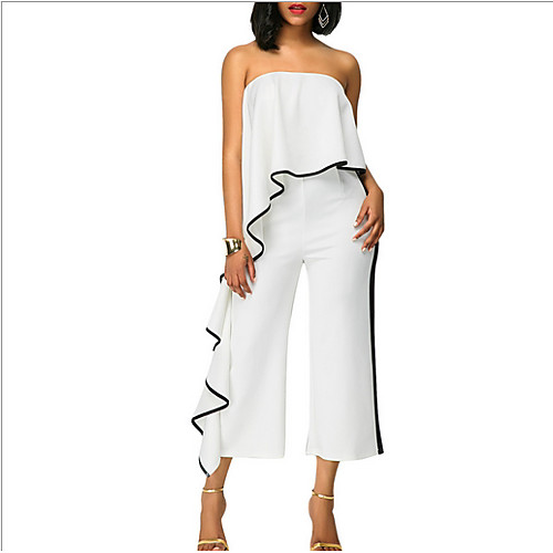 

Women's Basic Red White Black Jumpsuit Onesie, Color Block S M L