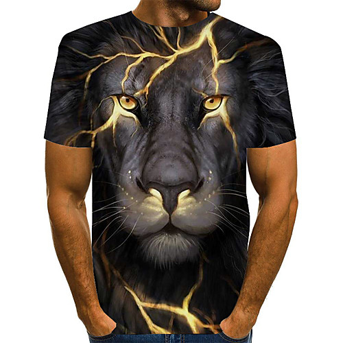

Men's Daily Basic Plus Size T-shirt - 3D Round Neck Black / Short Sleeve