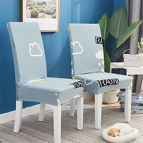 

2 Pack Cloud Print Super Fit Stretch Chair Cover Stretch Removable Washable Dining Room Chair Protector Slipcovers Home Decor Dining Room Seat Cover