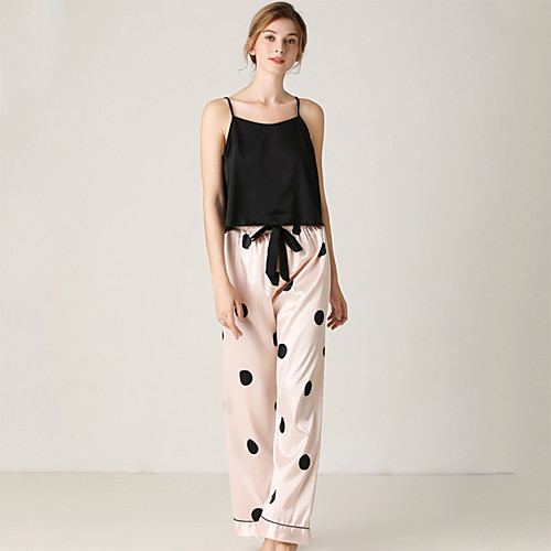 

Women's Deep V Suits Pajamas Polka Dot