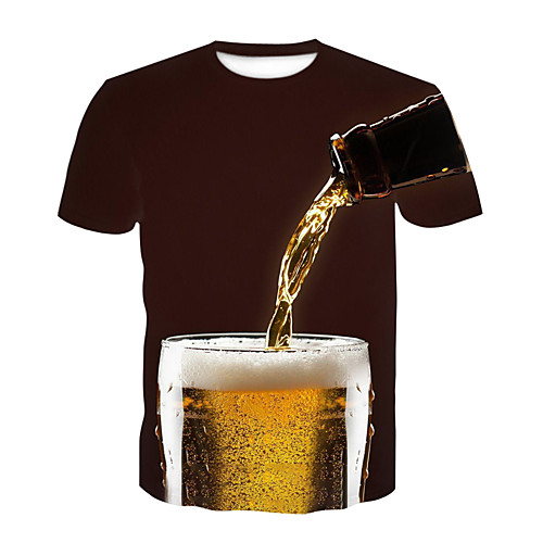 

Men's Party Club T-shirt - 3D / Beer Print Brown