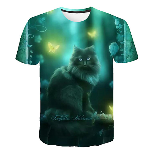 

Men's Daily Sports Basic / Exaggerated T-shirt - Color Block / 3D / Animal Print Rainbow