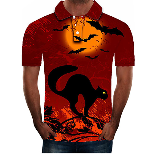 

Men's Daily Going out Street chic / Exaggerated Polo - Color Block / 3D / Graphic Red