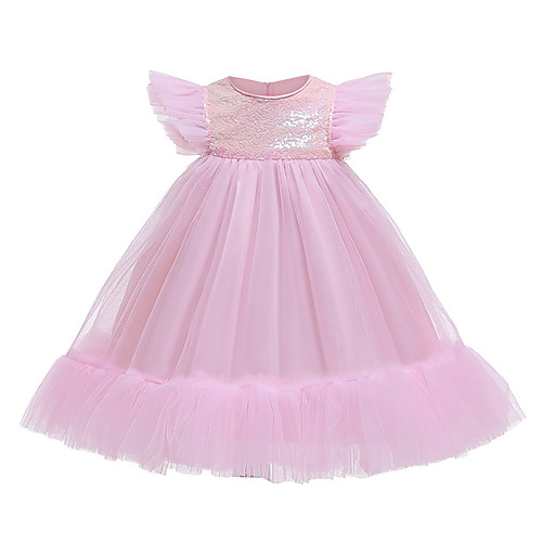 

Princess Dress Flower Girl Dress Girls' Movie Cosplay A-Line Slip Cosplay Pink / Fuchsia Dress Halloween Carnival Masquerade Tulle Polyester Sequin