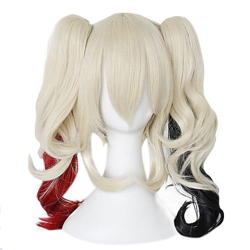 

Suicide Squad Harley Quinn Cosplay Wigs Women's With Ponytail 16 inch Heat Resistant Fiber Plaited Blonde Blonde Anime