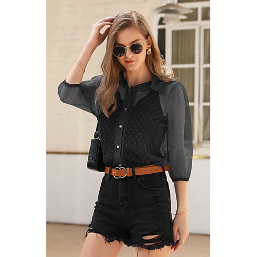 

Women's Daily Shirt - Polka Dot Black