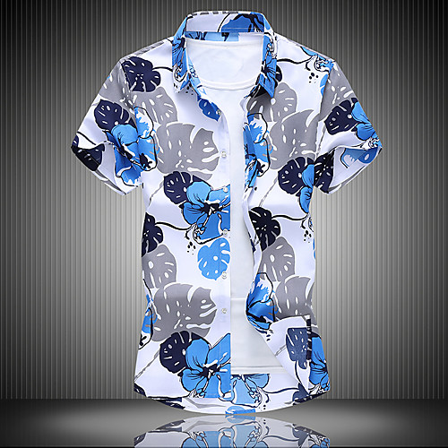 

Men's Daily Weekend Basic / Elegant Shirt - Floral / 3D White