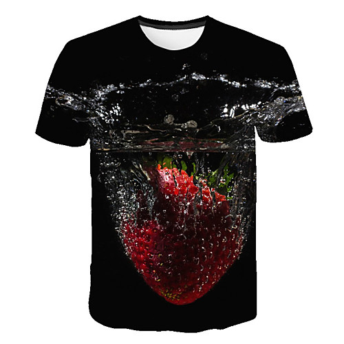 

Men's Daily Sports Basic / Exaggerated T-shirt - Color Block / 3D / Beer Print Black