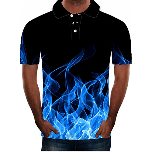 

Men's Plus Size Color Block 3D Slim Polo Street chic Exaggerated Daily Going out Shirt Collar Purple / Yellow / Red / Orange / Green / Blue / Black / Short Sleeve