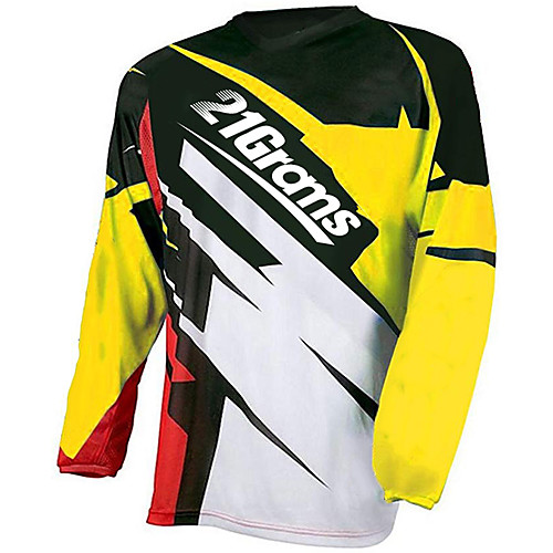 

21Grams Men's Long Sleeve Cycling Jersey Downhill Jersey Dirt Bike Jersey 100% Polyester Bule / Black BlueSilver Black / Yellow Stripes Bike Jersey Top Mountain Bike MTB Road Bike Cycling UV