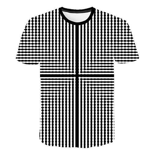 

Men's Daily Sports Street chic / Exaggerated T-shirt - Geometric / Color Block / 3D Print Rainbow