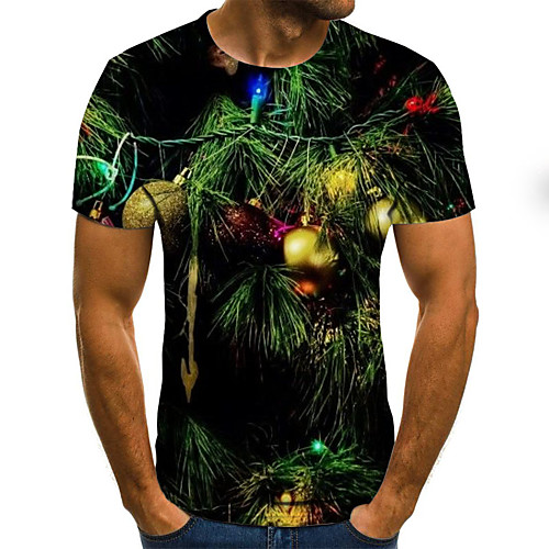 

Men's Daily Sports Basic / Exaggerated T-shirt - Color Block / 3D Black & White, Print Rainbow