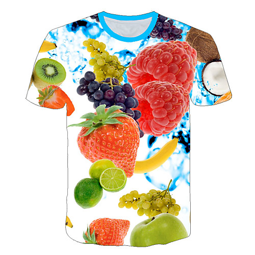 

Men's Daily Sports Basic / Exaggerated T-shirt - Color Block / 3D / Fruit Lemon, Print Rainbow