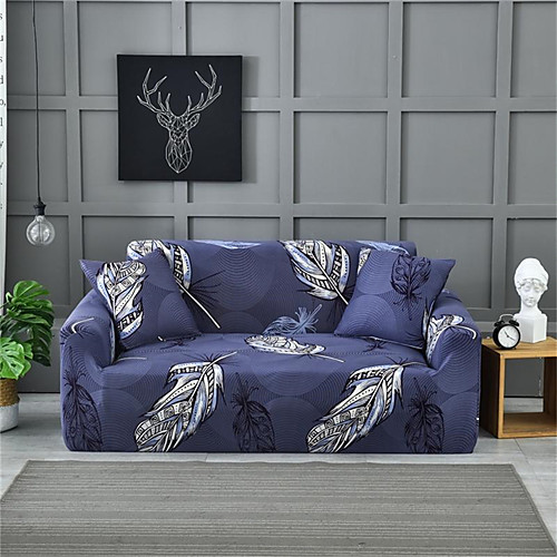 

Purple Leaves Print Dustproof All-powerful Slipcovers Stretch Sofa Cover Super Soft Fabric Couch Cover with One Free Pillow Case