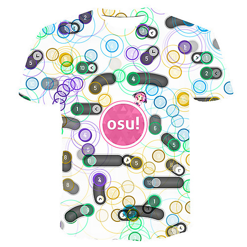 

Men's Daily Going out Basic T-shirt - 3D / Letter / Visual Deception Print Rainbow