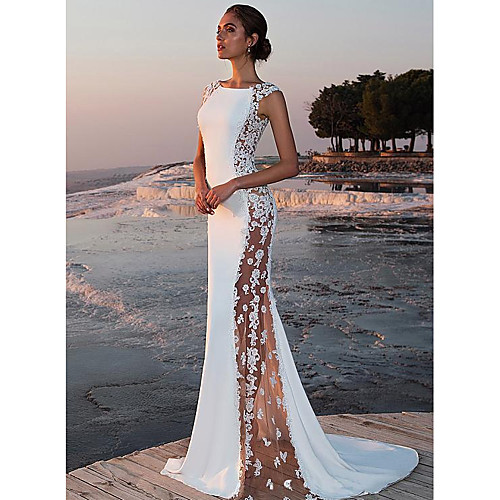 

Women's Maxi White Dress Sheath Solid Color S M