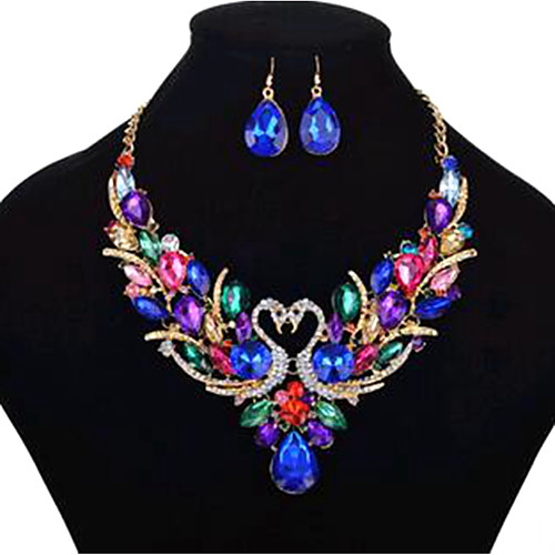 

Women's Jewelry Set Hollow Out Swan Statement Imitation Diamond Earrings Jewelry White / Red / Rainbow For Party Evening 1 set