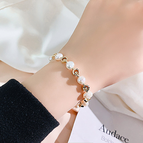 

Women's Pearl Chain Bracelet Bead Bracelet Vintage Bracelet Beads Fashion Stylish Simple Luxury Casual / Sporty Fashion 24K Gold Plated Bracelet Jewelry Gold For Sport Formal Prom Date Festival