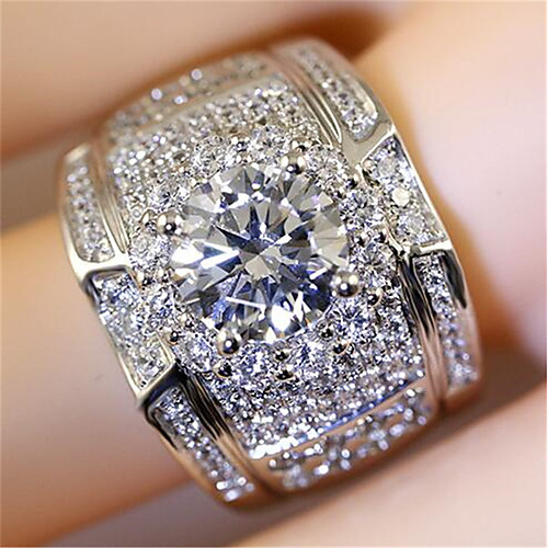 

Men Women Ring 1pc White Copper Round Stylish Gift Festival Jewelry Classic Flower
