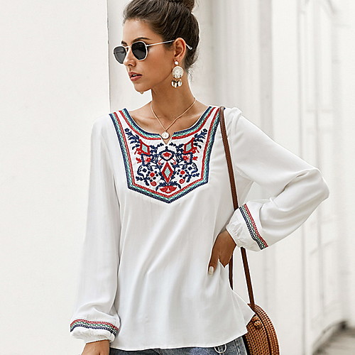 

Women's Daily T-shirt - Geometric White