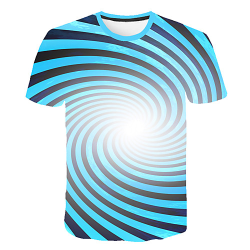 

Men's Daily Sports Street chic / Exaggerated T-shirt - Geometric / Color Block / 3D Print Blue