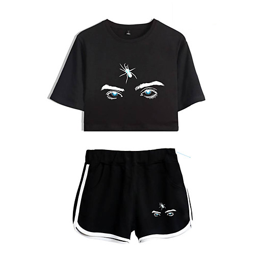 

Inspired by Cosplay Billie Eilish Pants Cosplay Costume Pure Cotton Print 2-Piece Shorts For Women's / T-shirt