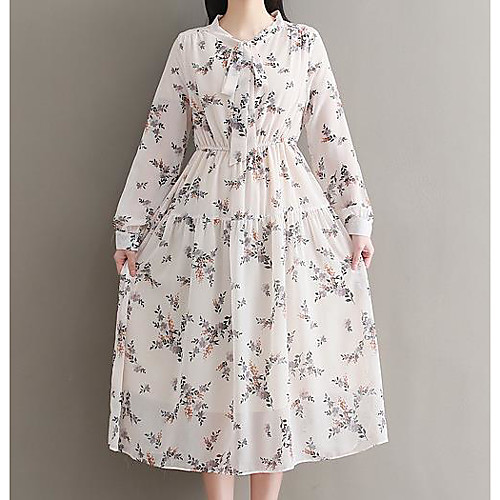 

Women's Beige Dress Loose Print S M