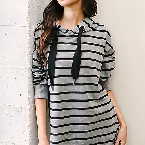

Women's Gray Dress A Line Striped S M