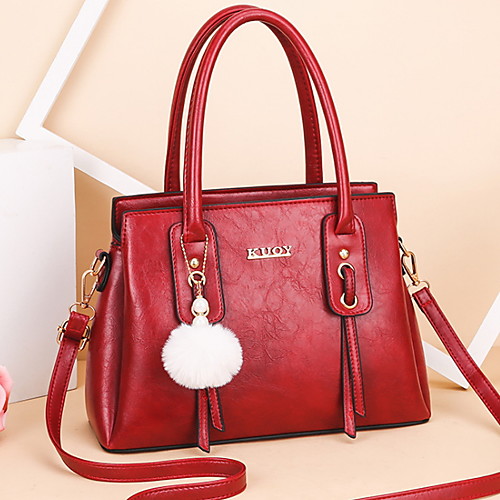 

Women's Zipper PU Top Handle Bag Solid Color Wine / Black / Coffee