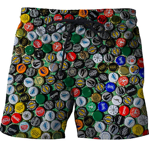 

Men's Basic Yellow Green Gray Swim Trunk Bottoms Swimwear Swimsuit - Geometric Print S M L Yellow