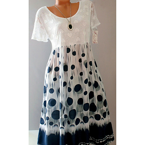 

Women's White Dress Sheath Polka Dot S M