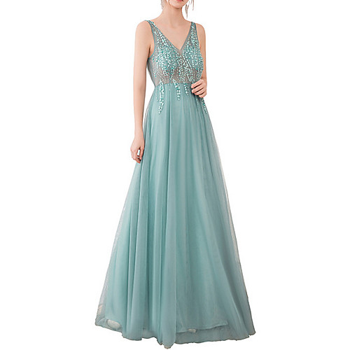 

A-Line V Neck Floor Length Chiffon Bridesmaid Dress with Tier