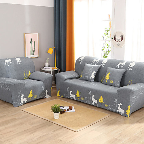 

Cartoon Deer Print Dustproof All-powerful Slipcovers Stretch Sofa Cover Super Soft Fabric Couch Cover with One Free Pillow Case