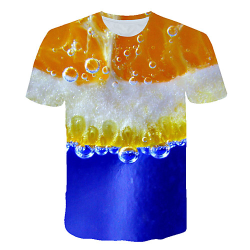 

Men's Daily Sports Basic / Exaggerated T-shirt - Color Block / 3D / Beer Print Rainbow