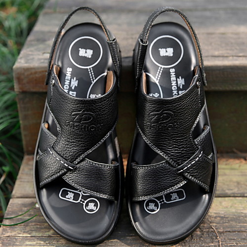 

Men's Pigskin Spring & Summer Sandals Breathable Brown / Black