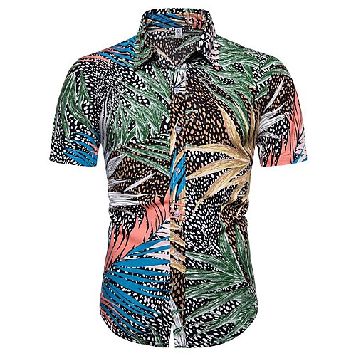 

Men's Daily Going out Basic / Exaggerated T-shirt - Floral / 3D Green