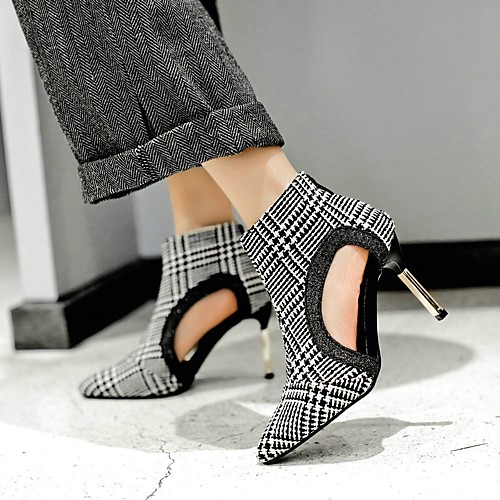 

Women's Boots Stiletto Heel Pointed Toe PU Spring & Fall White / Black