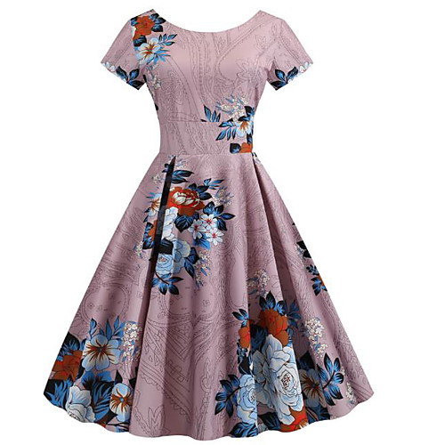 

Women's Blushing Pink Dusty Rose Dress Sheath Print S M
