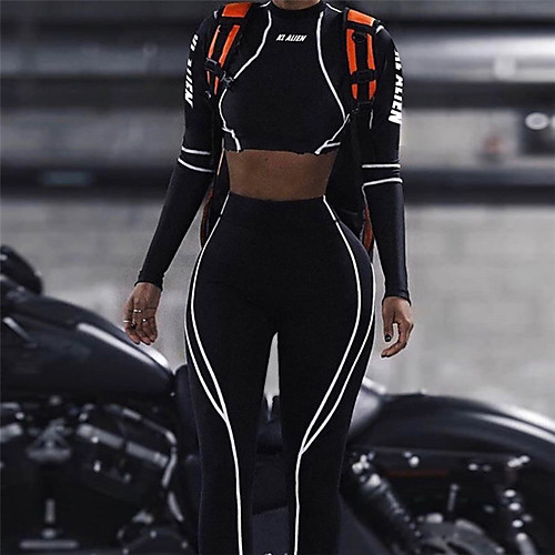 

Women's 2-Piece Activewear Set Workout Outfits Compression Suit 2pcs Winter Running Fitness Jogging Breathable Soft Sportswear Athletic Clothing Set Long Sleeve Activewear Micro-elastic Regular Fit