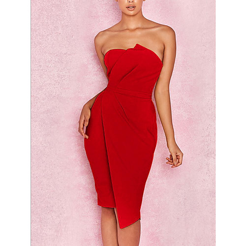 

Women's Yellow Blushing Pink Dress Sheath Solid Color Strapless S M